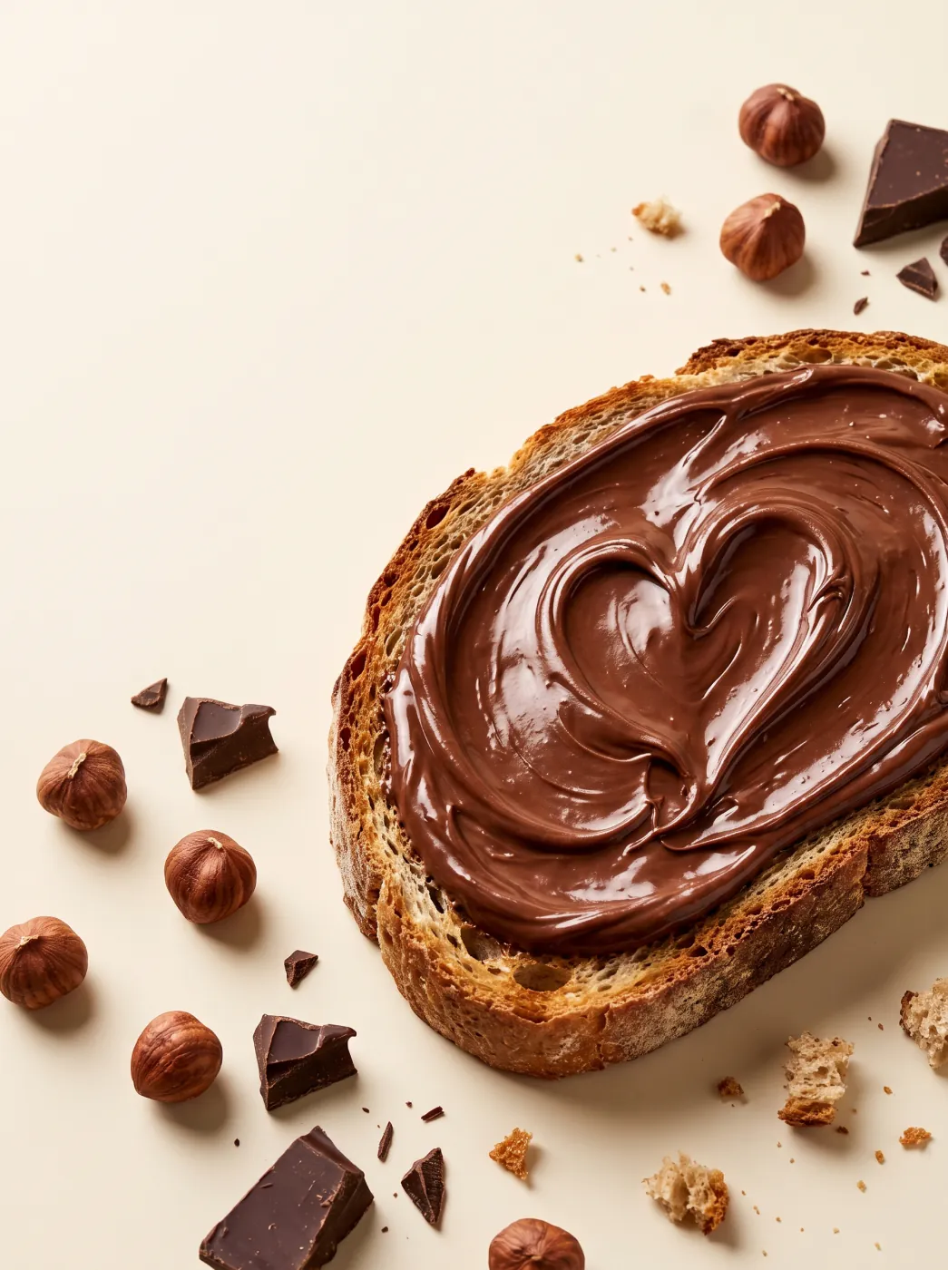 A heart swirled into spread on toast
